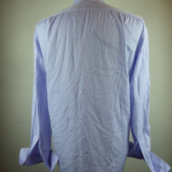 Kiton blue cotton french cuff shirt made in Italy Designer L